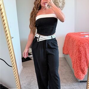 SHEIN Black and White Strapless Jumpsuit